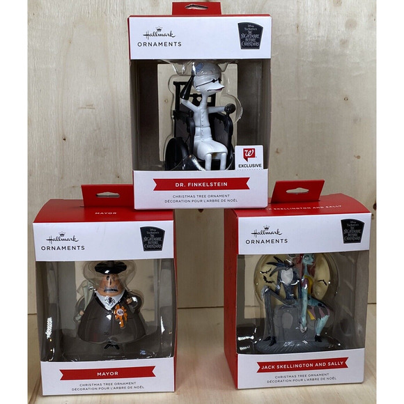Set of 3! Hallmark Ornament Nightmare Before Christmas Jack Sally Mayor Doctor - Picture 1 of 5